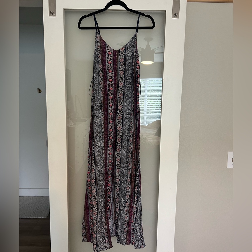 Navy and pink maxi dress
